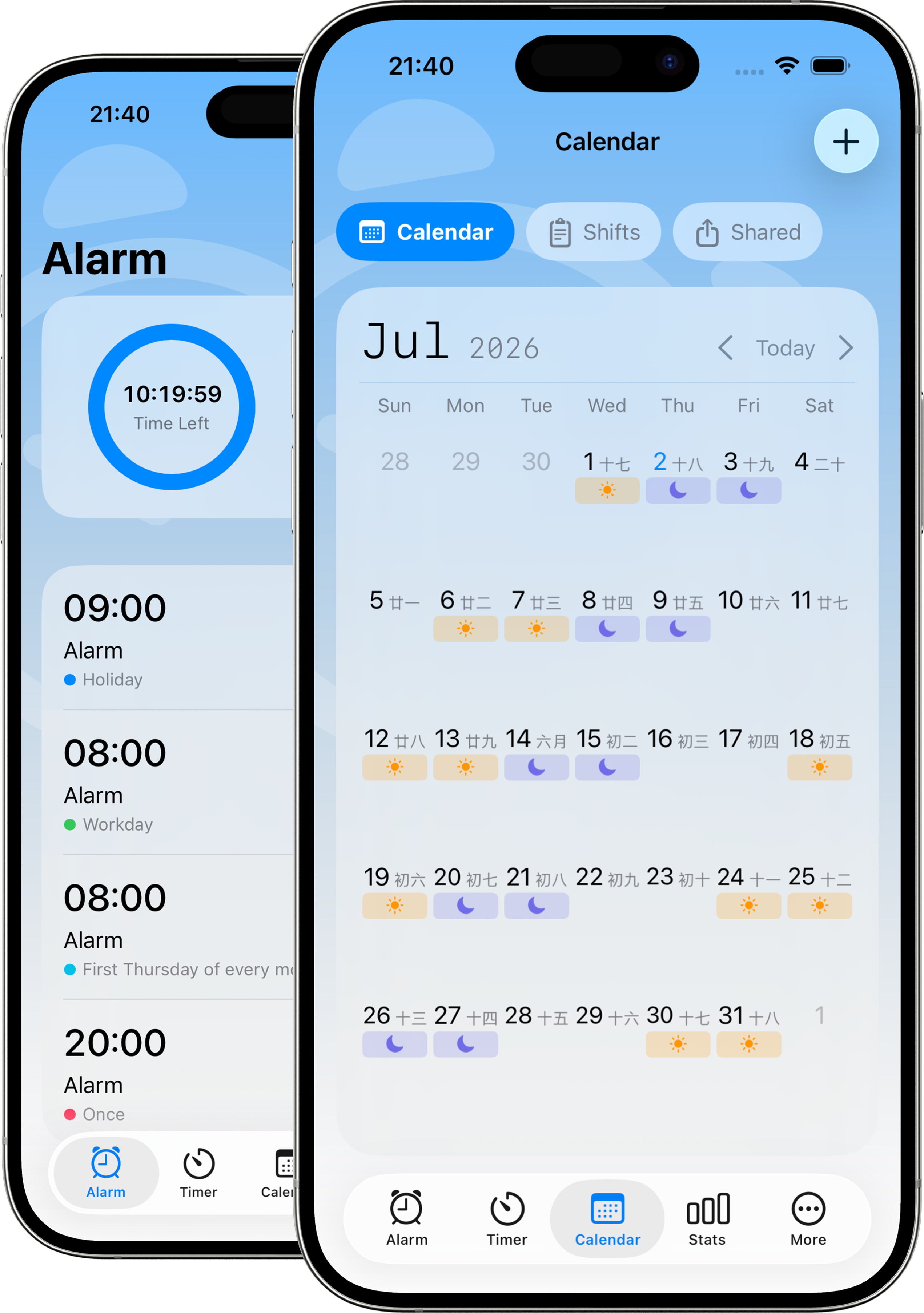 Alarm Pro alarm list view with next reminder visibility